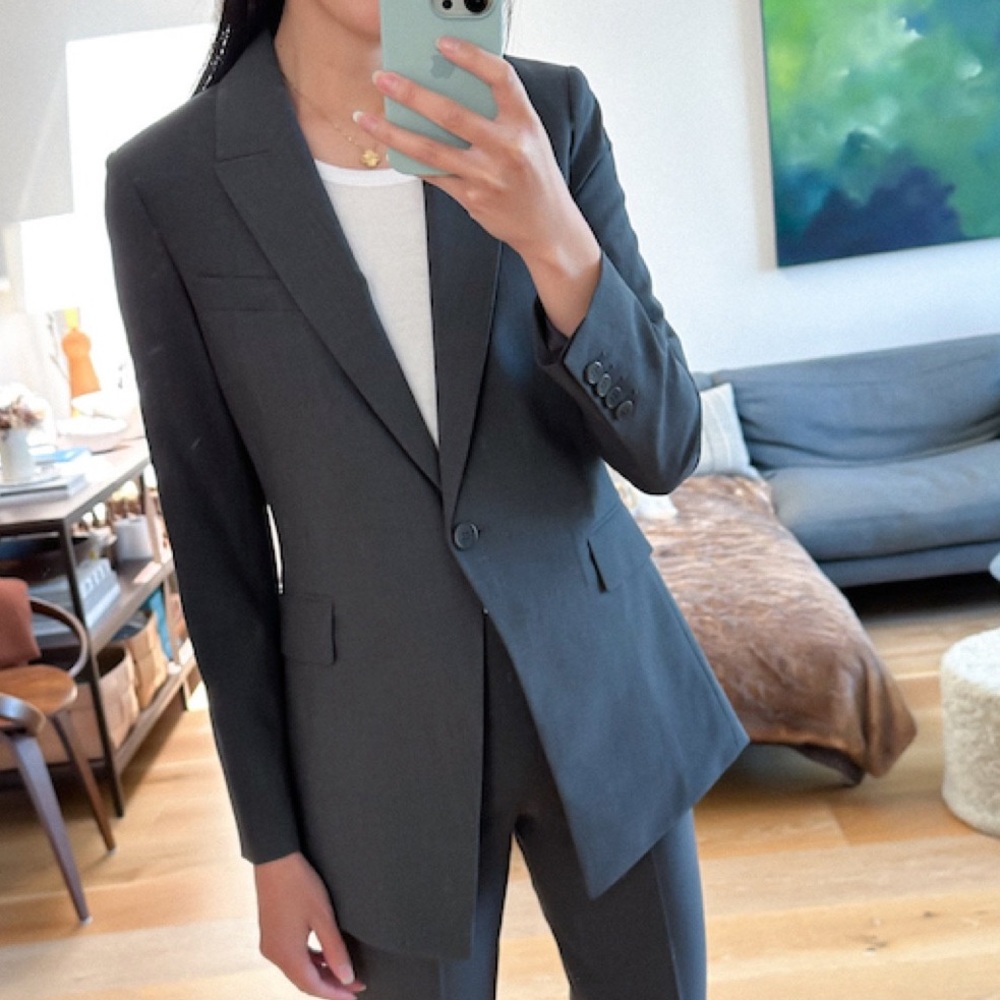 Theory Charcoal Gray Single-Button Blazer